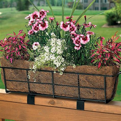 metal deck rail brackets for flower box holder|flower boxes for balcony railing.